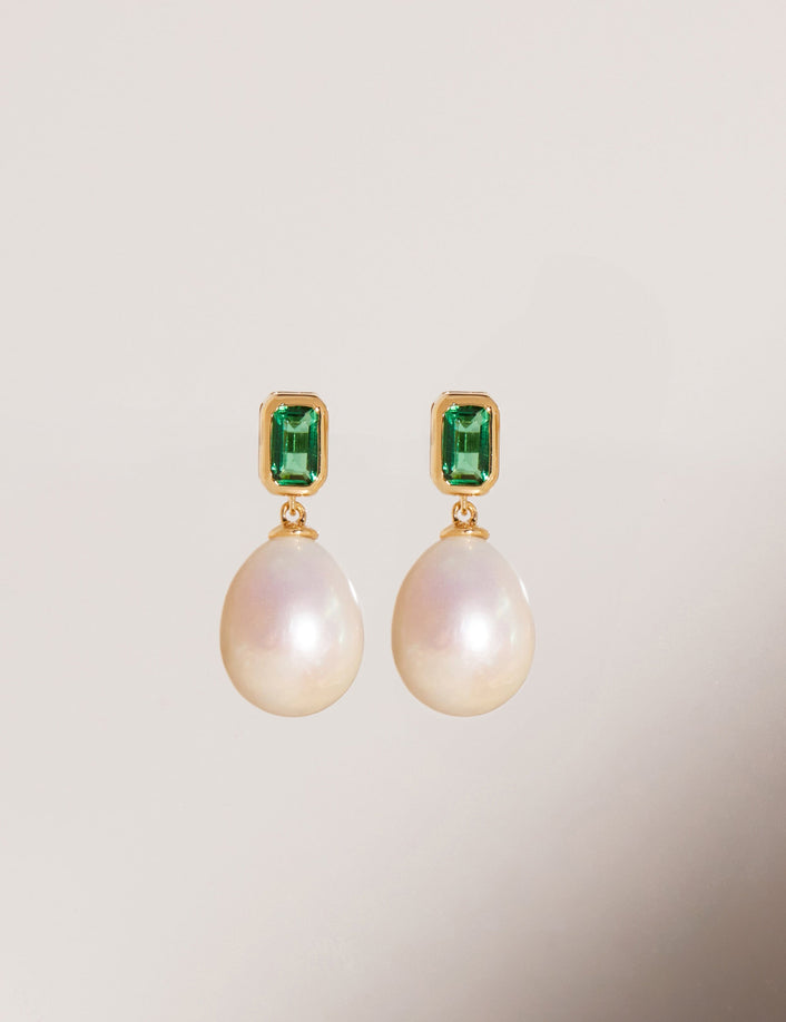 Emerald Heirloom Pearl Drop Earrings