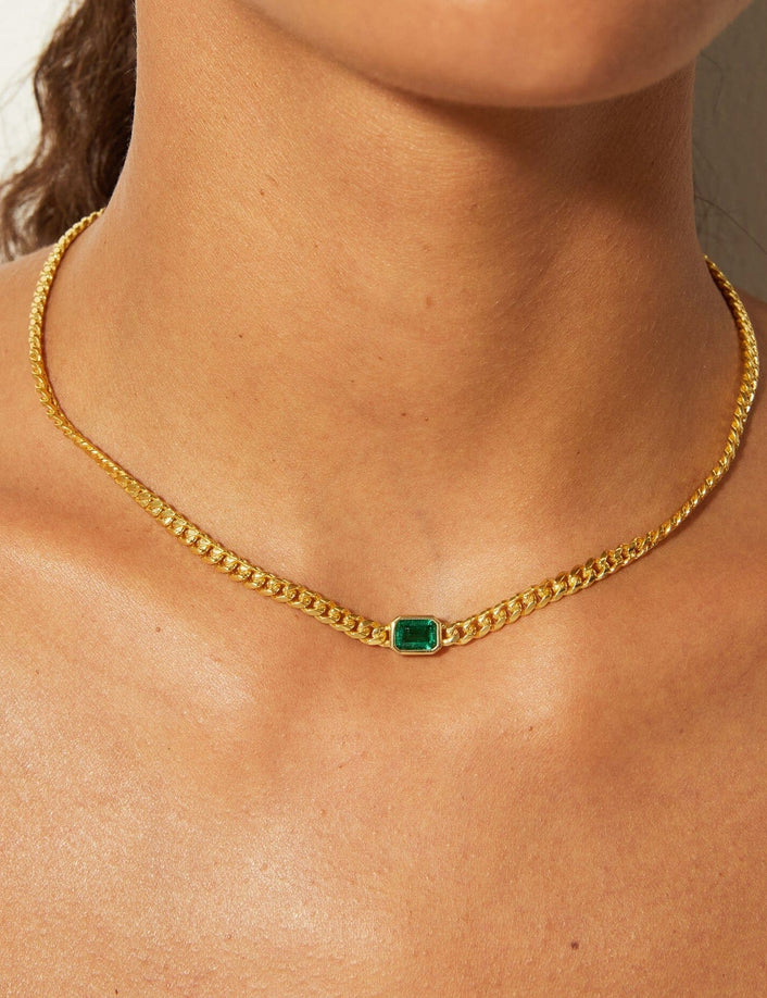 Emerald Curb Chain Necklace