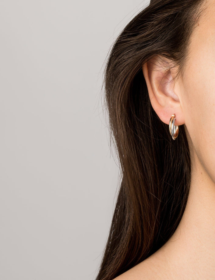 Two-Tone Double Hoop Earrings