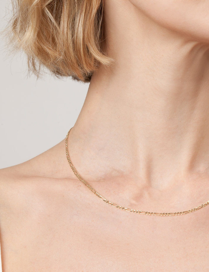 Medium Gold Figaro Chain Necklace