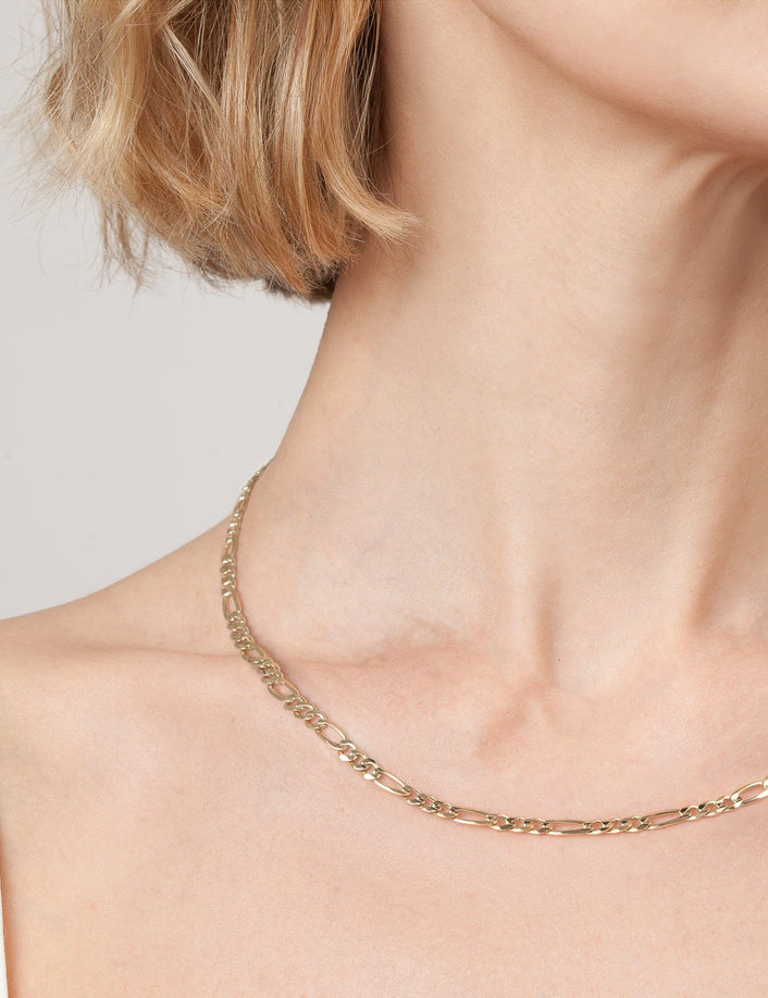 Large Gold Figaro Chain Necklace