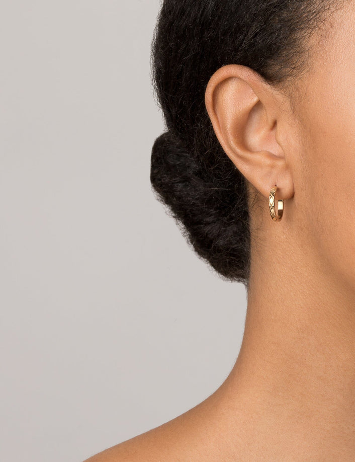 Quilted Gold Hoops