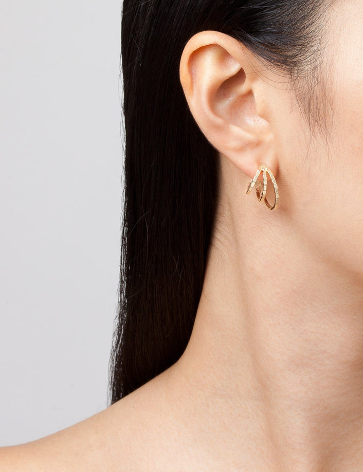 Infinity Deco Triple Gold Hoop Earrings