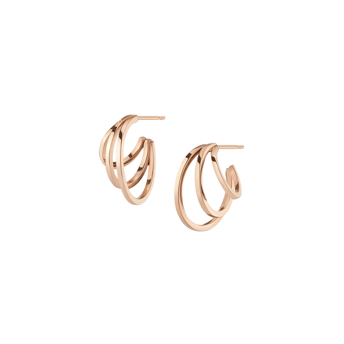 Deco Triple Gold Hoop Earrings