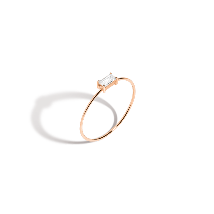 Baguette White Sapphire Gold Ring