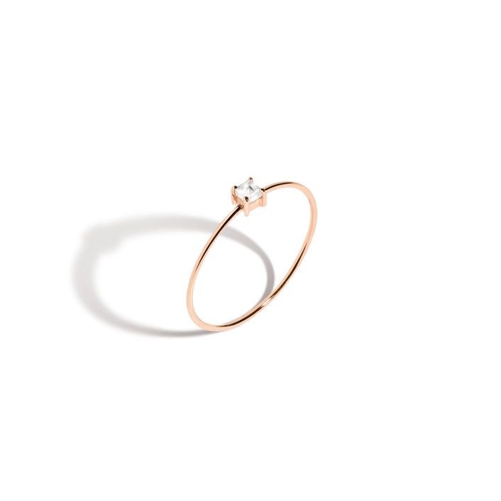 Square White Sapphire Gold Ring