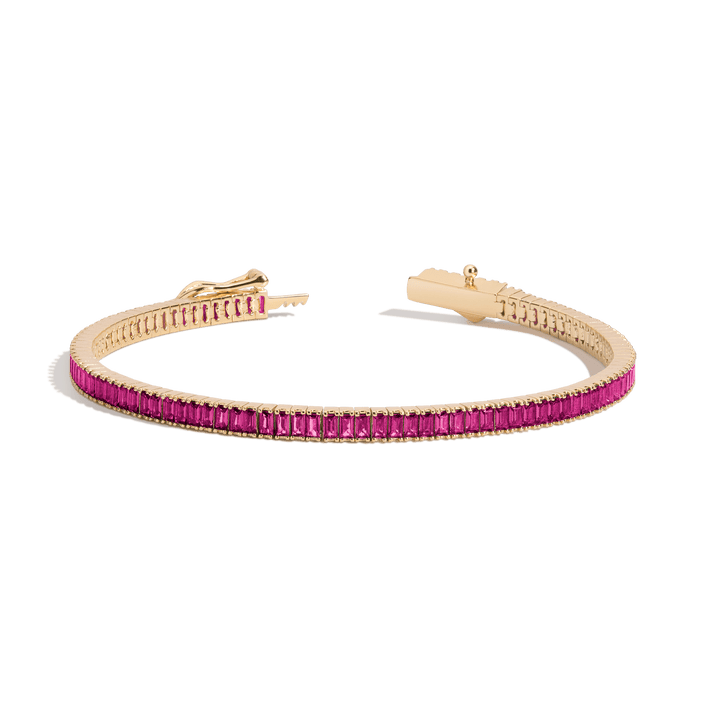 Red Ruby Baguette Tennis Bracelet