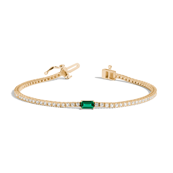 Lab Grown Diamond Tennis Bracelet with Emerald