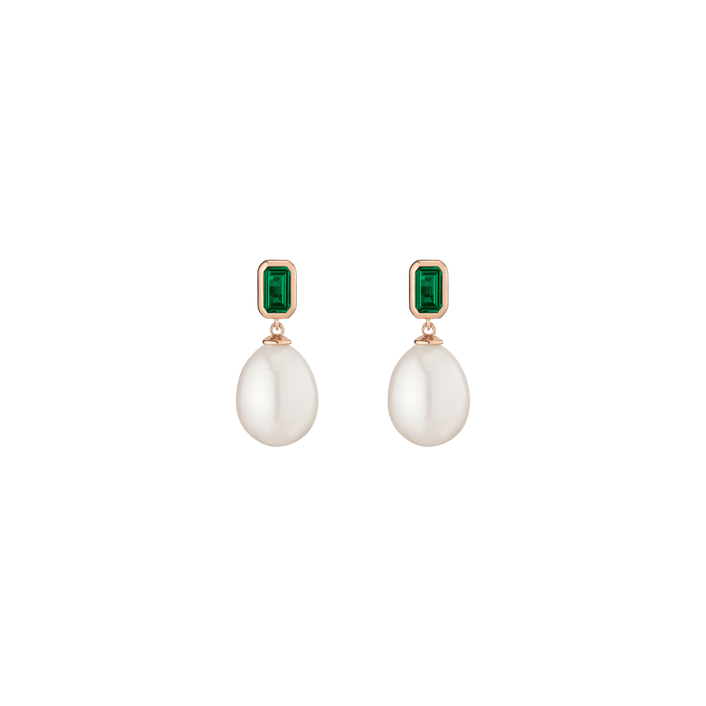 Emerald Heirloom Pearl Drop Earrings