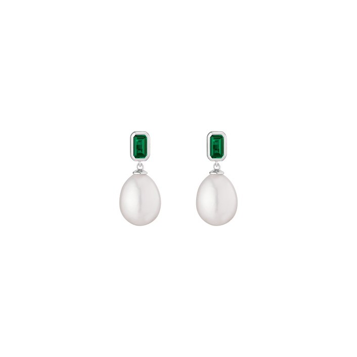 Emerald Heirloom Pearl Drop Earrings