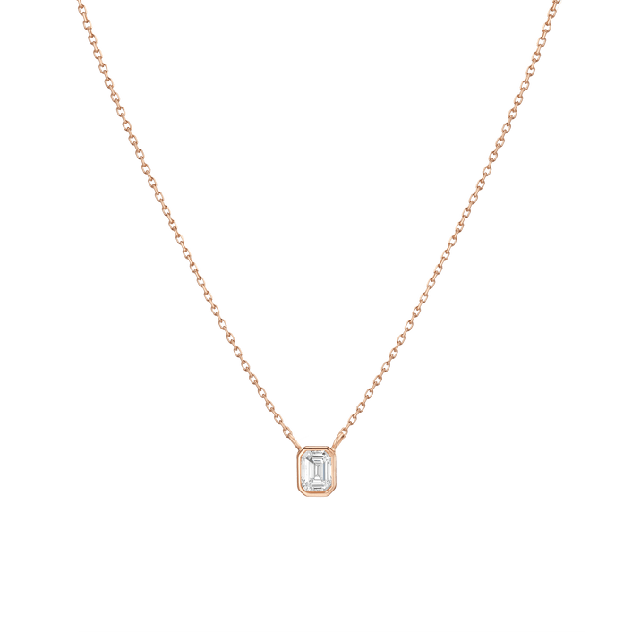 Diamond Emerald Bezel Necklace