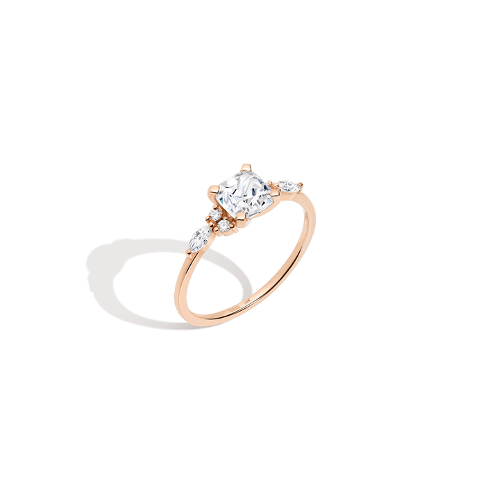 Cushion Cut Floral Diamond Ring